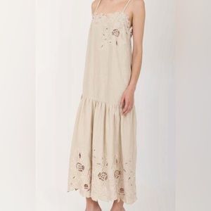 Christy Lynn Avery Dress- Tan Embroidery NWT